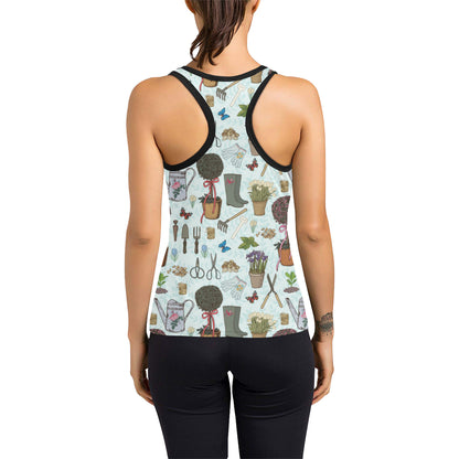 Gardening Pattern Print Design G01 Women's Racerback Tank Top