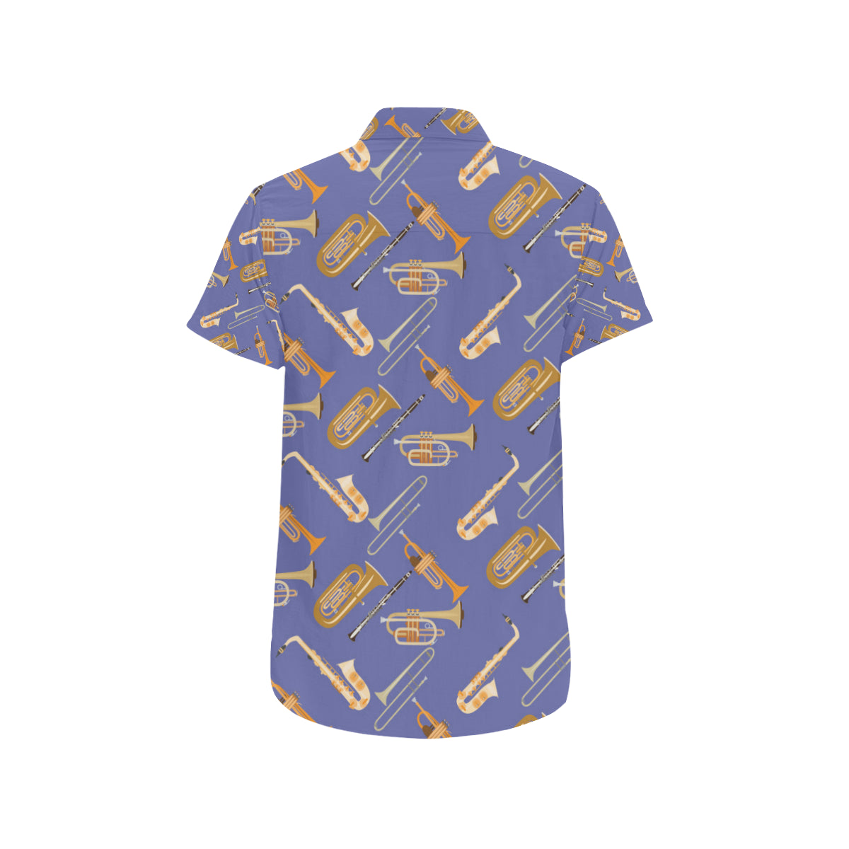 Trombone Pattern Print Design 02 Men's Short Sleeve Button Up Shirt
