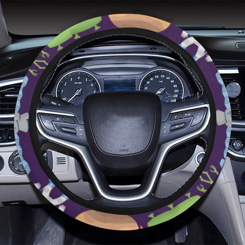 Alien Astronaut Planet Steering Wheel Cover with Elastic Edge