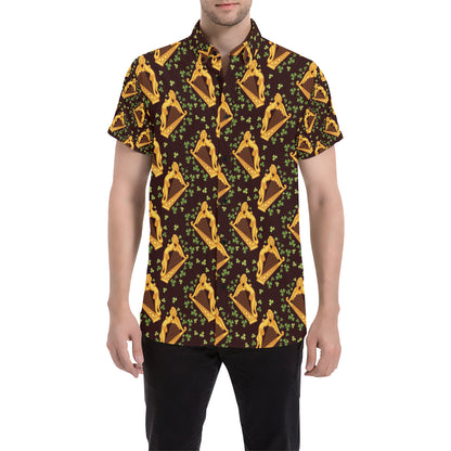 Harp Pattern Print Design 02 Men's Short Sleeve Button Up Shirt