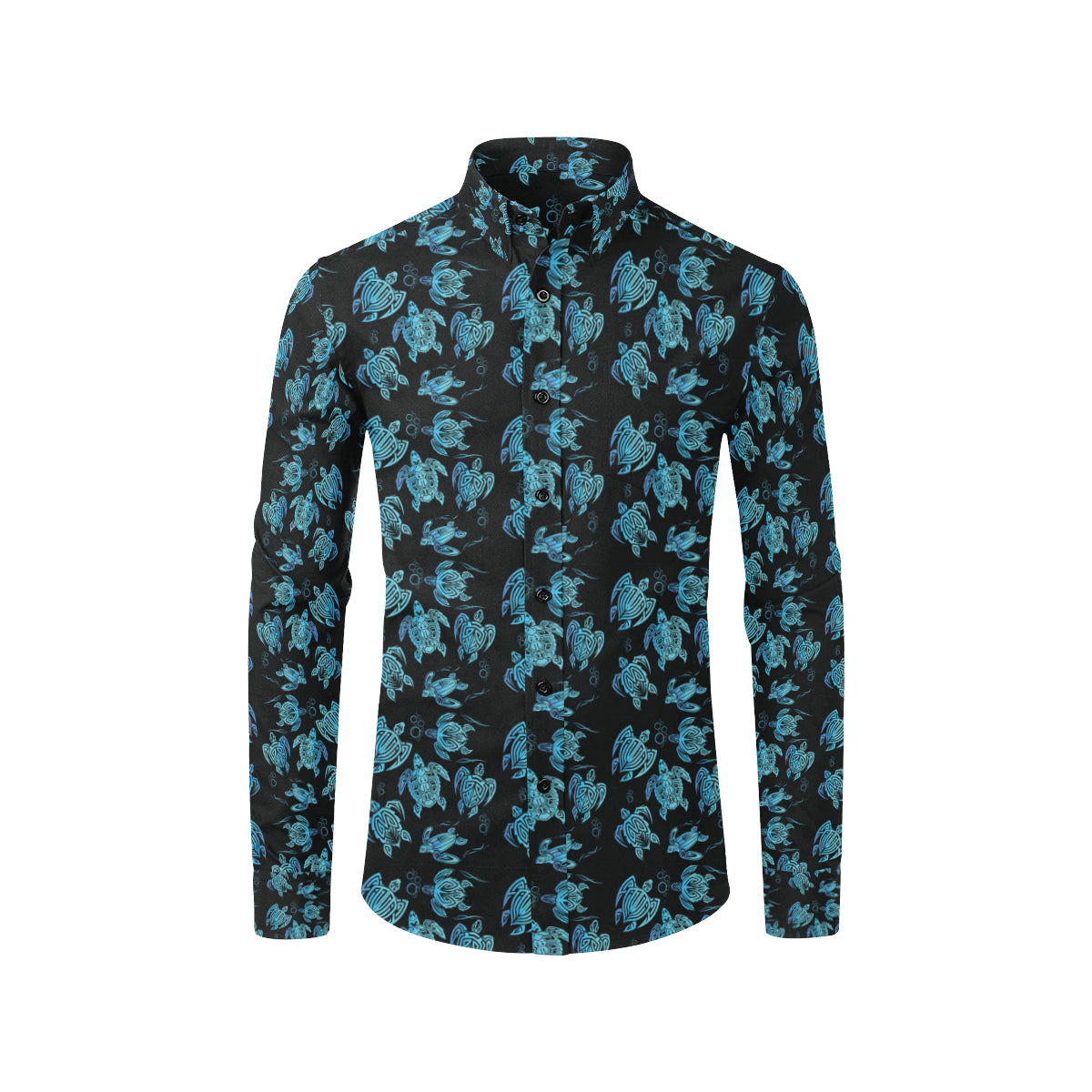 Tribal Turtle Polynesian Themed Design Men's Long Sleeve Shirt
