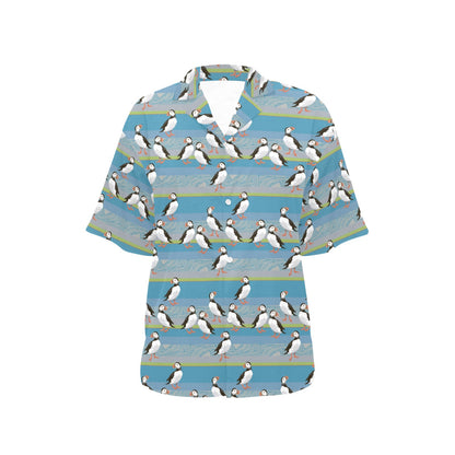 Puffin Pattern Print Design A01 Women's Hawaiian Shirt