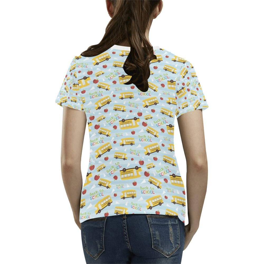 School Bus Back To School Print Design LKS303 Women's  T-shirt