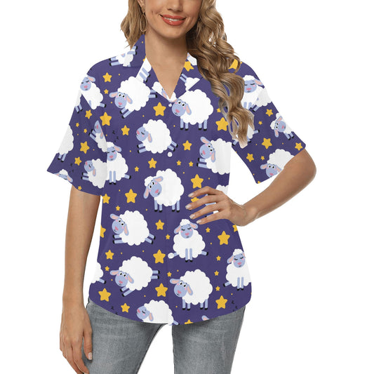 Sheep Pattern Print Design 03 Women's Hawaiian Shirt