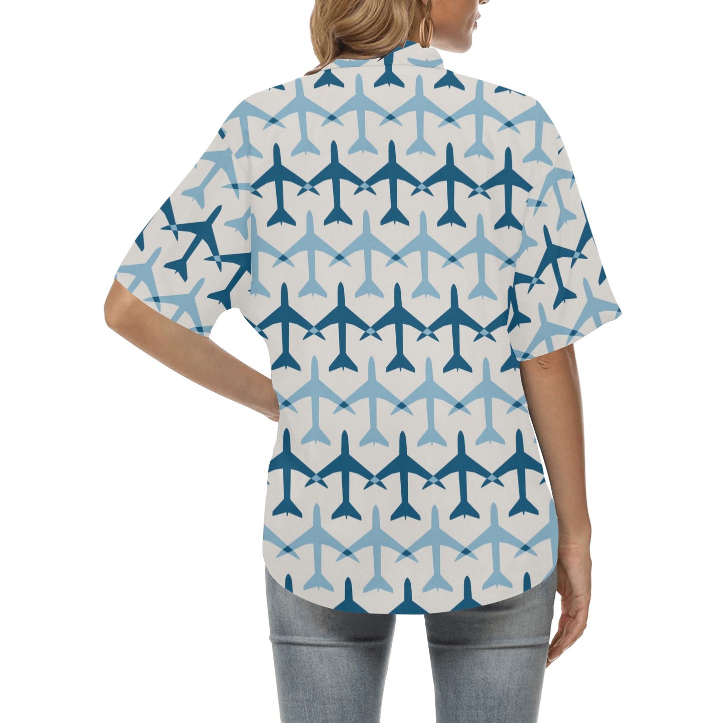 Airplane Pattern Print Design 04 Women's Hawaiian Shirt