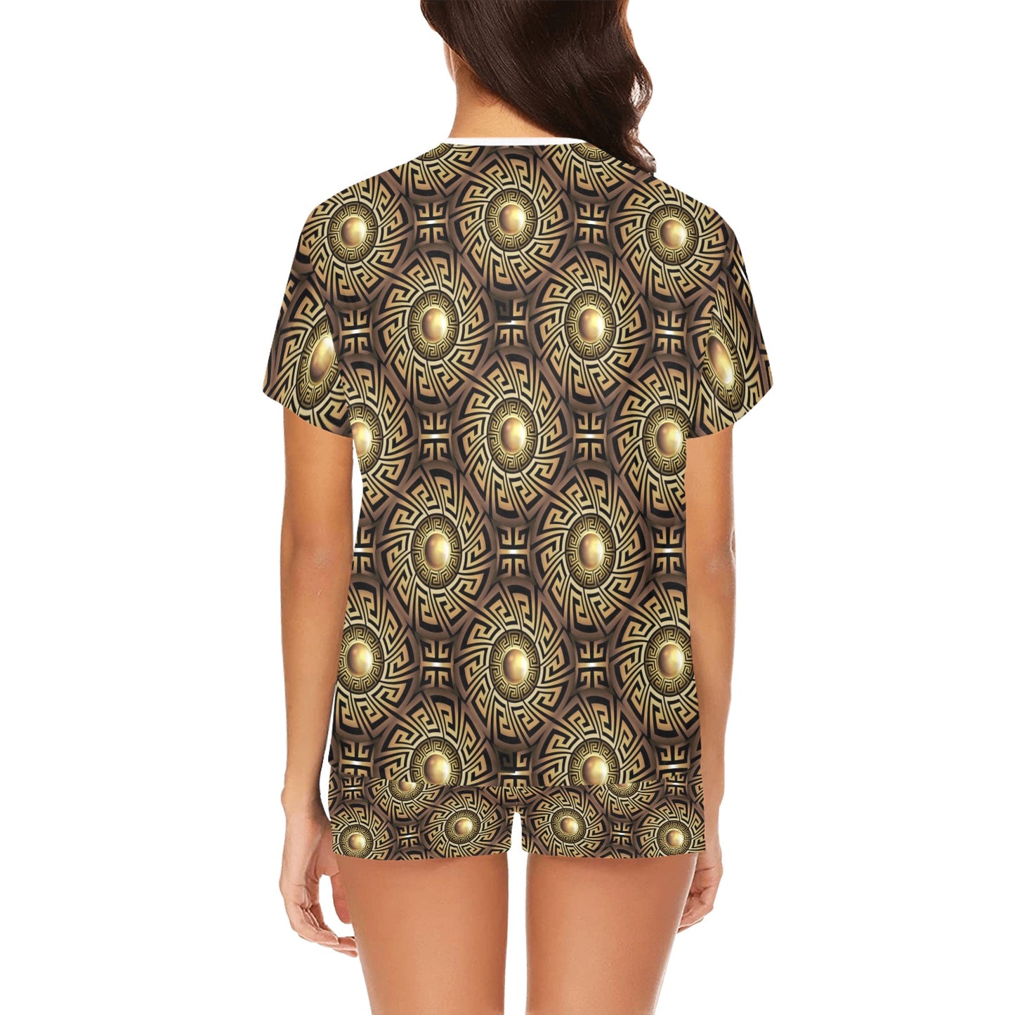 Ancient Greek Print Design LKS3012 Women's Short Pajama Set