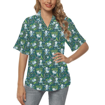 Sloth Print Design LKS304 Women's Hawaiian Shirt