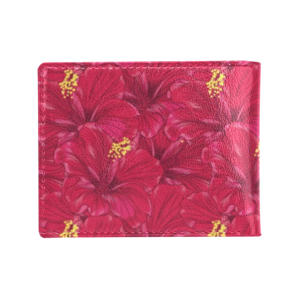 Hibiscus Red Pattern Print LKS308 Men's ID Card Wallet