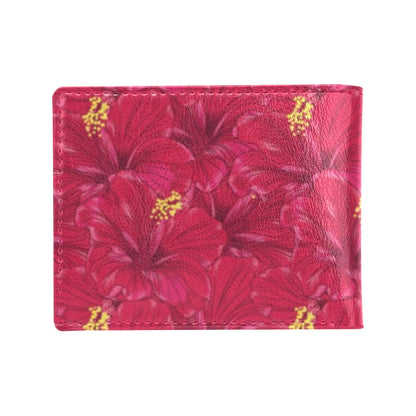 Hibiscus Red Pattern Print LKS308 Men's ID Card Wallet