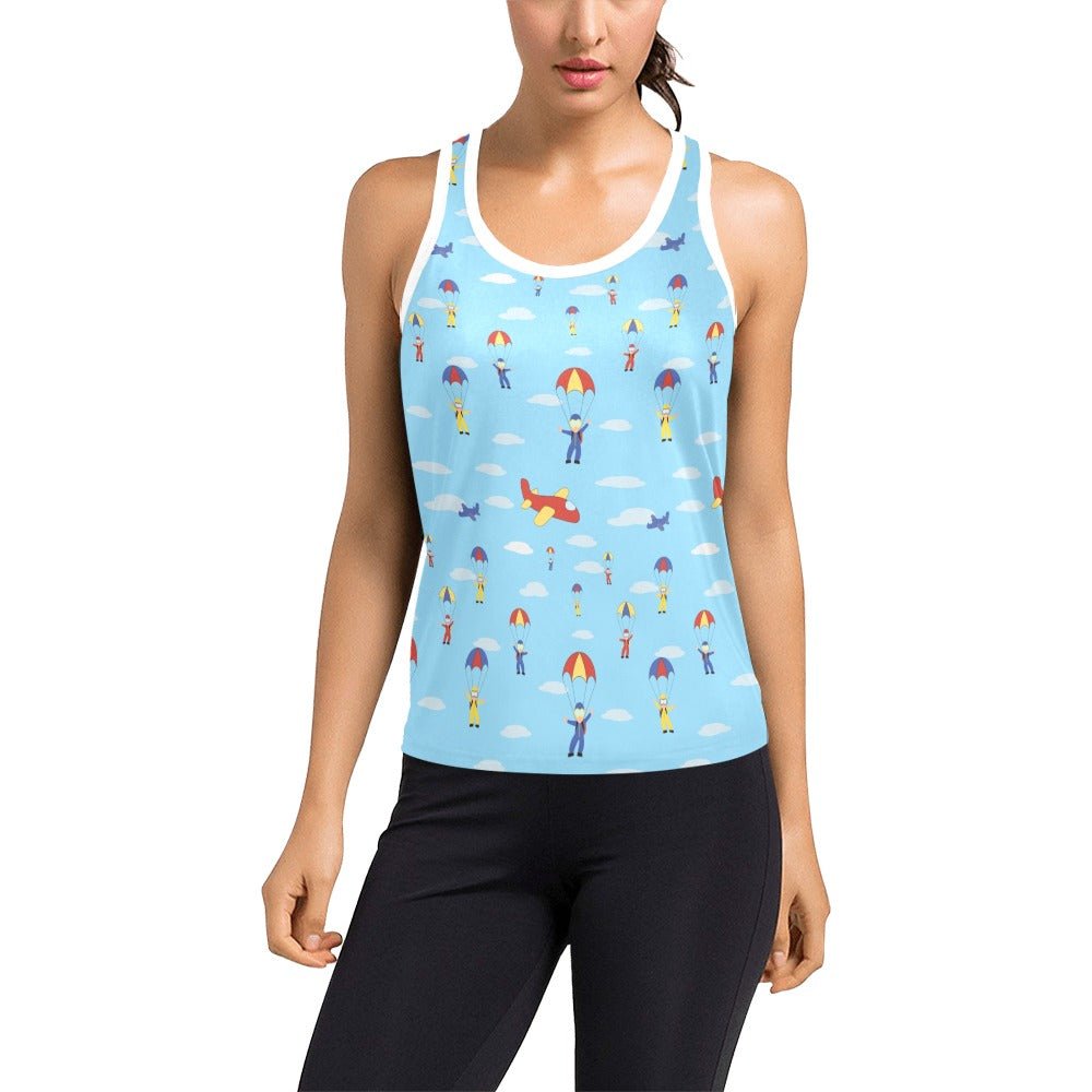 Skydiver Print Design LKS304 Women's Racerback Tank Top