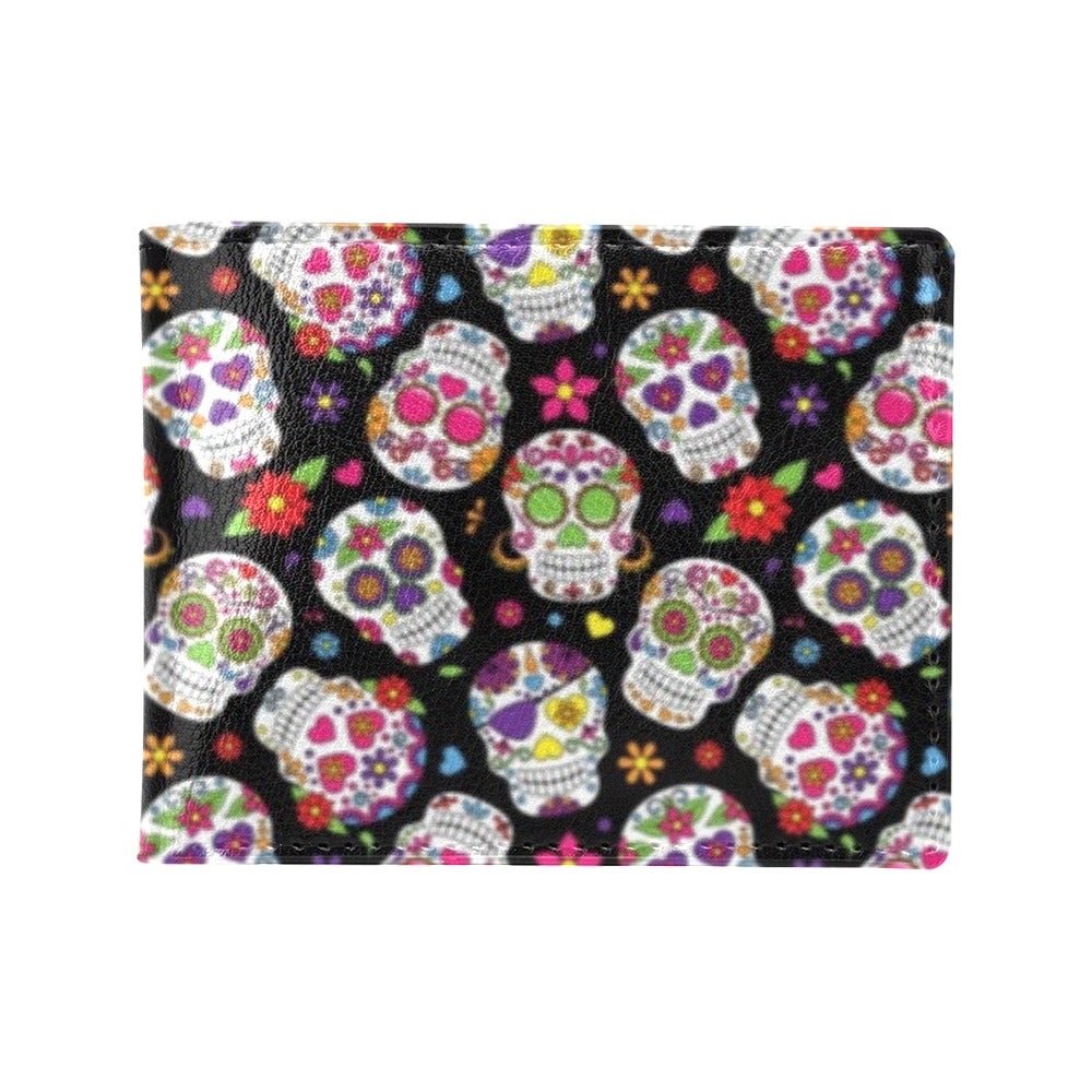 Sugar Skull Print Design LKS302 Men's ID Card Wallet