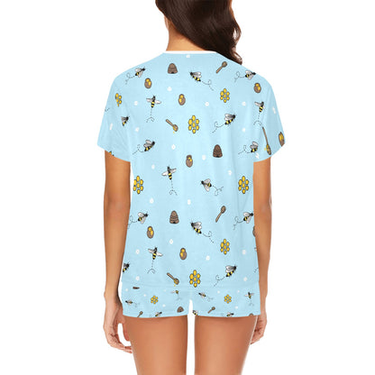Honey Bee Print Design LKS307 Women's Short Pajama Set