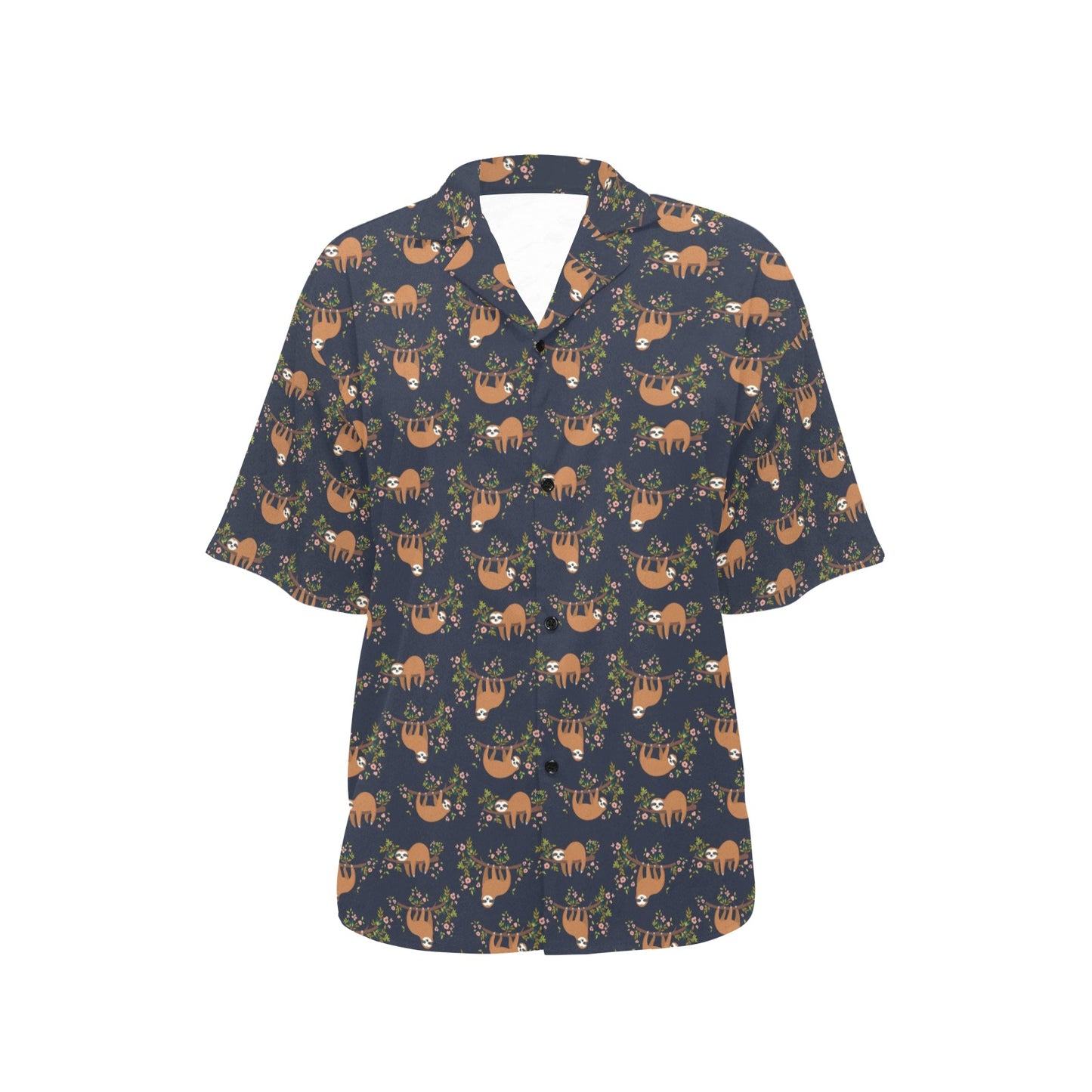Sloth flower Design Themed Print Women's Hawaiian Shirt