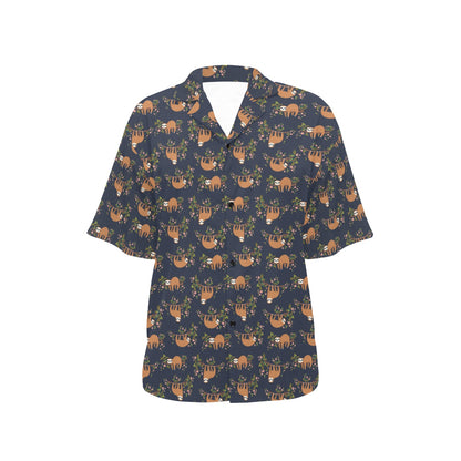 Sloth flower Design Themed Print Women's Hawaiian Shirt