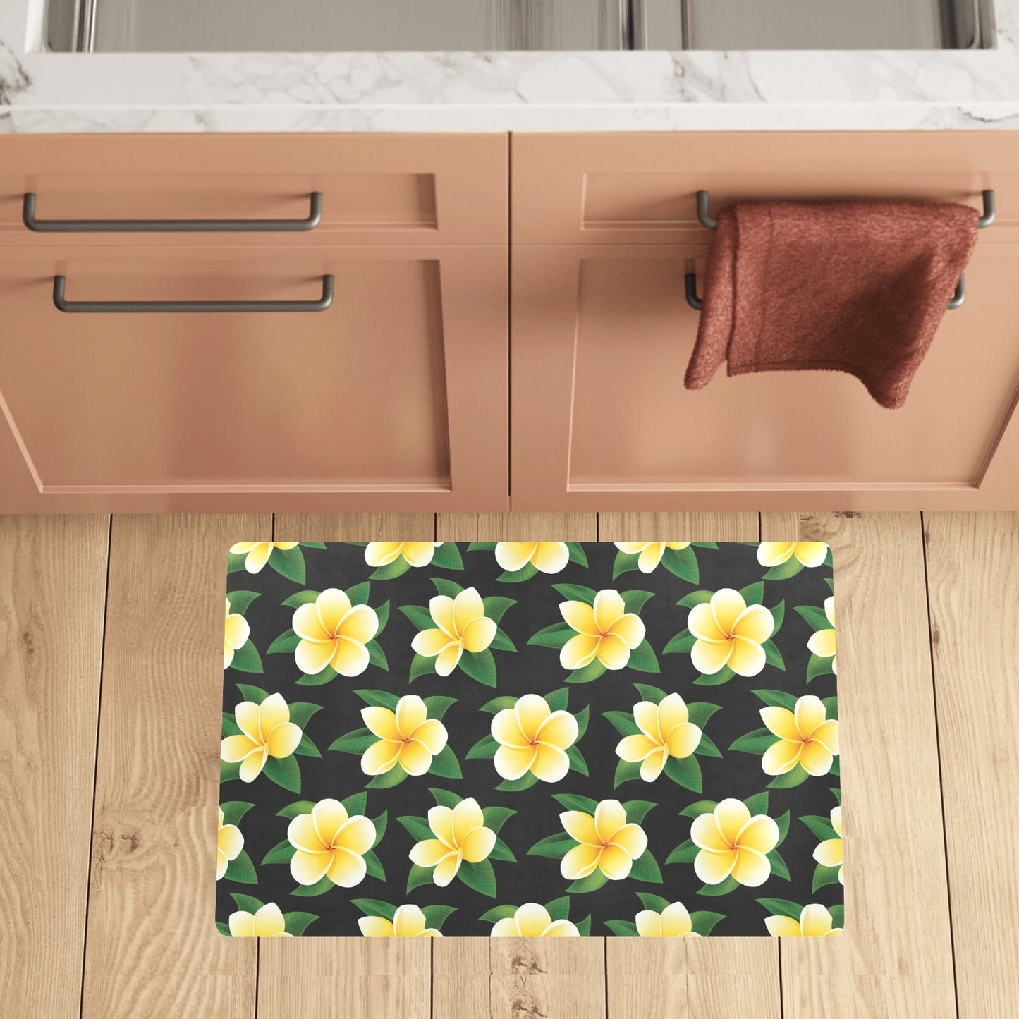 Plumeria Pattern Print Design A03 Kitchen Mat