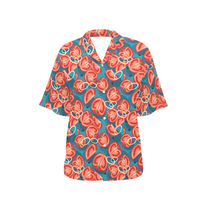Tomato Print Design LKS301 Women's Hawaiian Shirt