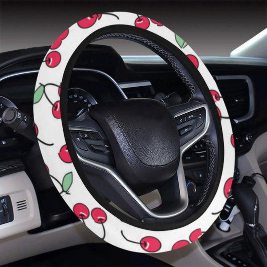 Cherry Pattern Print Design 03 Steering Wheel Cover with Elastic Edge