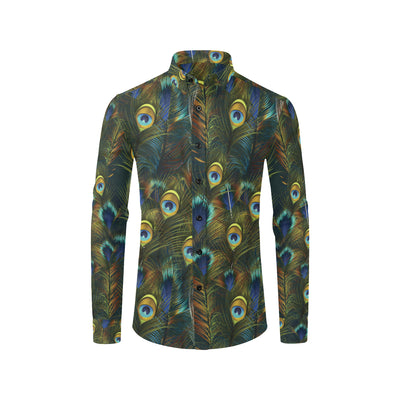 Peacock Feather Pattern Print Design A03 Men's Long Sleeve Shirt