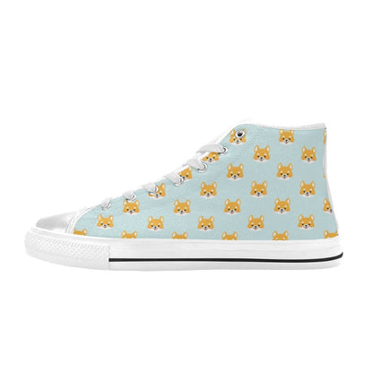Shiba Inu Print Design LKS301 High Top Women's White Shoes
