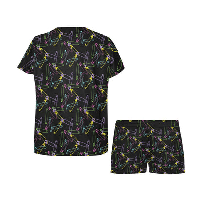 Safety Pin Print Design LKS304 Women's Short Pajama Set