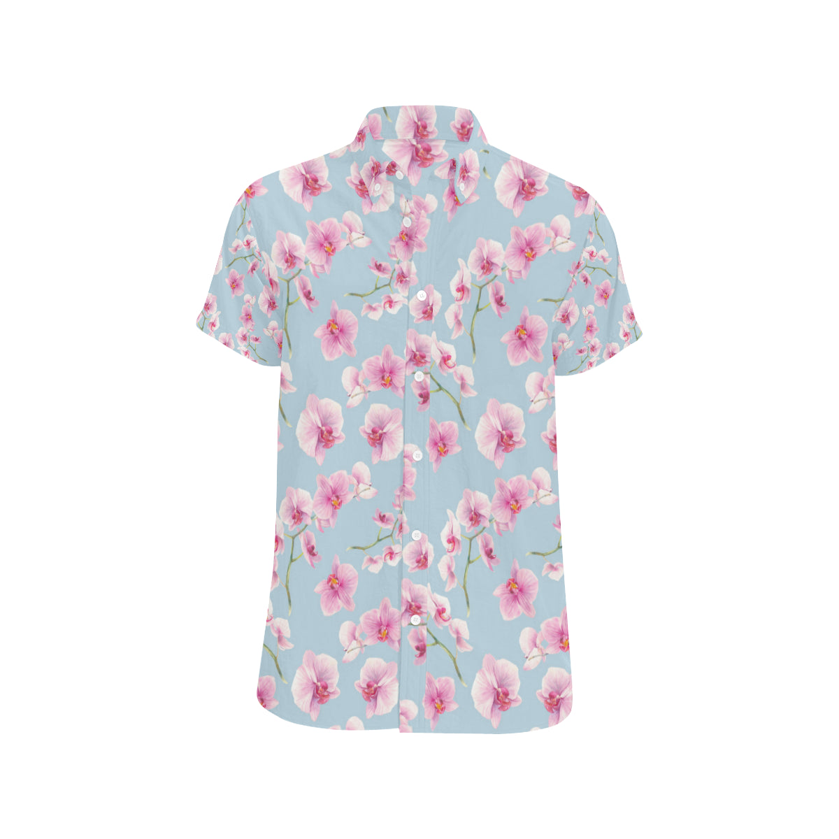 Orchid Pattern Print Design A01 Men's Short Sleeve Button Up Shirt