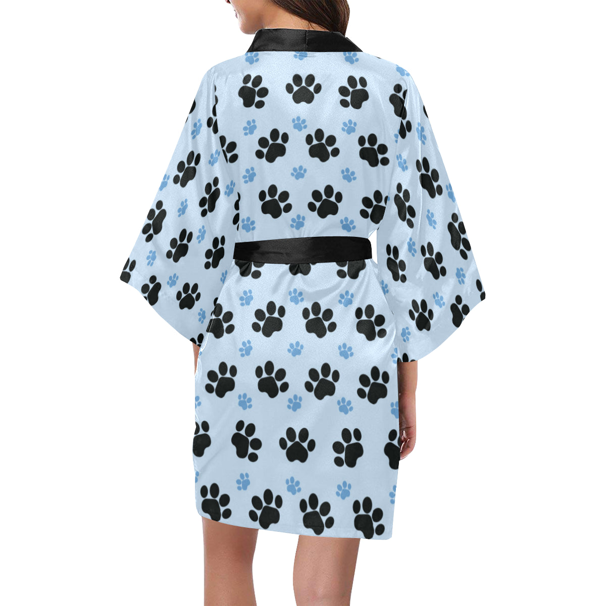 Paw Pattern Print Design A04 Women's Short Kimono