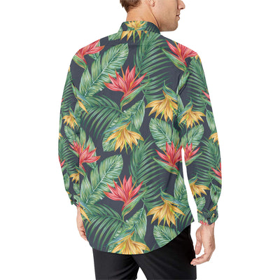 Bird Of Paradise Pattern Print Design BOP09 Men's Long Sleeve Shirt