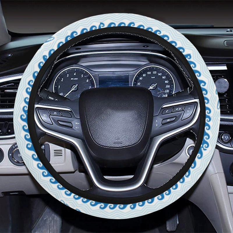 Dolphin Tribal Print Pattern Steering Wheel Cover with Elastic Edge