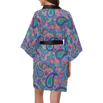Paisley Colorful Pattern Print Design A02 Women's Short Kimono