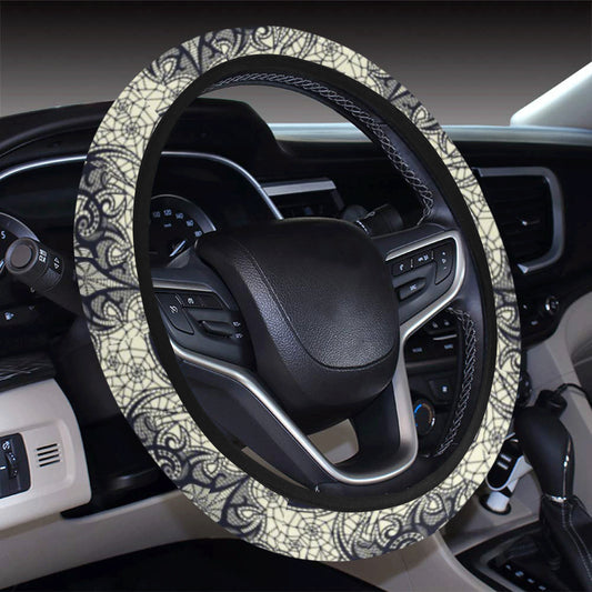 Bat Tribal Pattern Print Design 06 Steering Wheel Cover with Elastic Edge