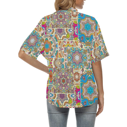 Patchwork Print Design LKS402 Women's Hawaiian Shirt