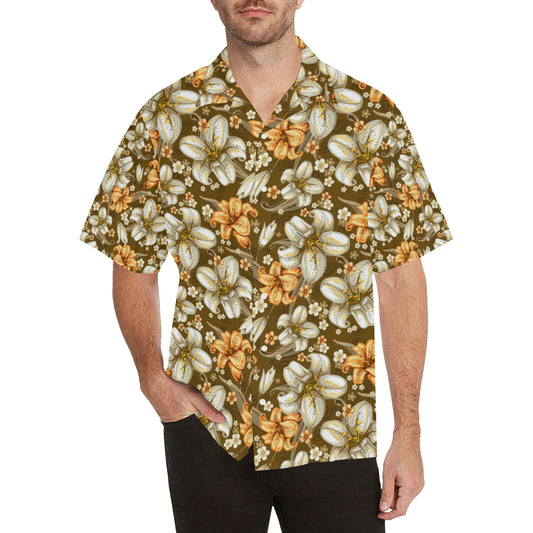Lily Pattern Print Design 01 Men's Hawaiian Shirt