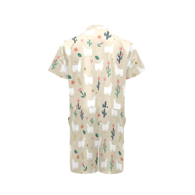 Llama Cactus Pattern Print Design 09 Men's Romper