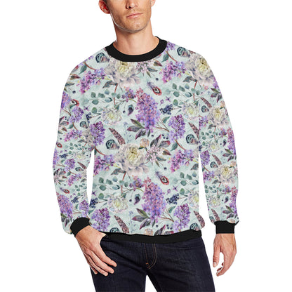Lilac Pattern Print Design LI06 Men Long Sleeve Sweatshirt