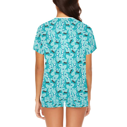 Shark Cute Print Design LKS302 Women's Short Pajama Set
