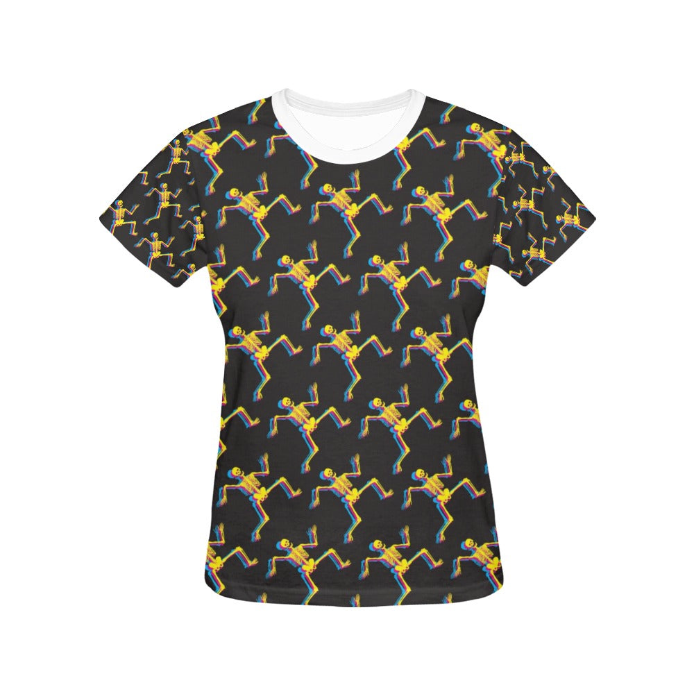 Skeleton Skeleton 3D Print Design LKS301 Women's  T-shirt