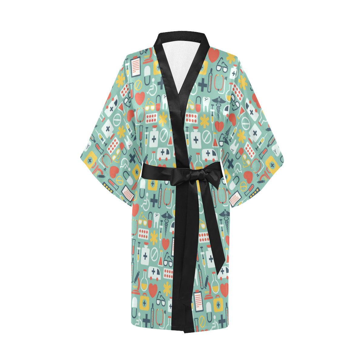 Medical Pattern Print Design 02 Women's Short Kimono