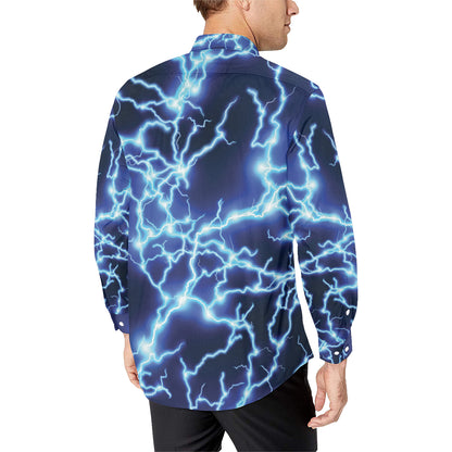 Lightning Thunder Pattern Print Design 04 Men's Long Sleeve Shirt