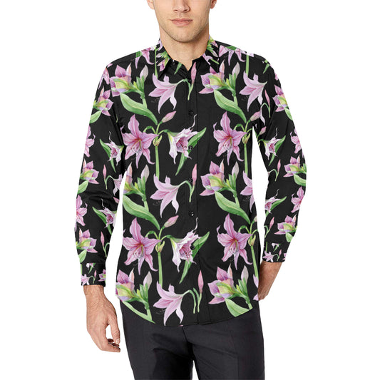 Amaryllis Pattern Print Design AL08 Men's Long Sleeve Shirt