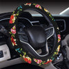 Skull Roses Flower Design Themed Print Steering Wheel Cover with Elastic Edge