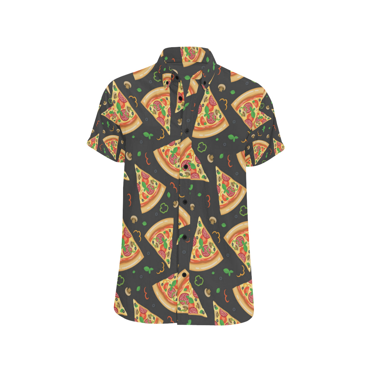 Pizza Pattern Print Design A02 Men's Short Sleeve Button Up Shirt