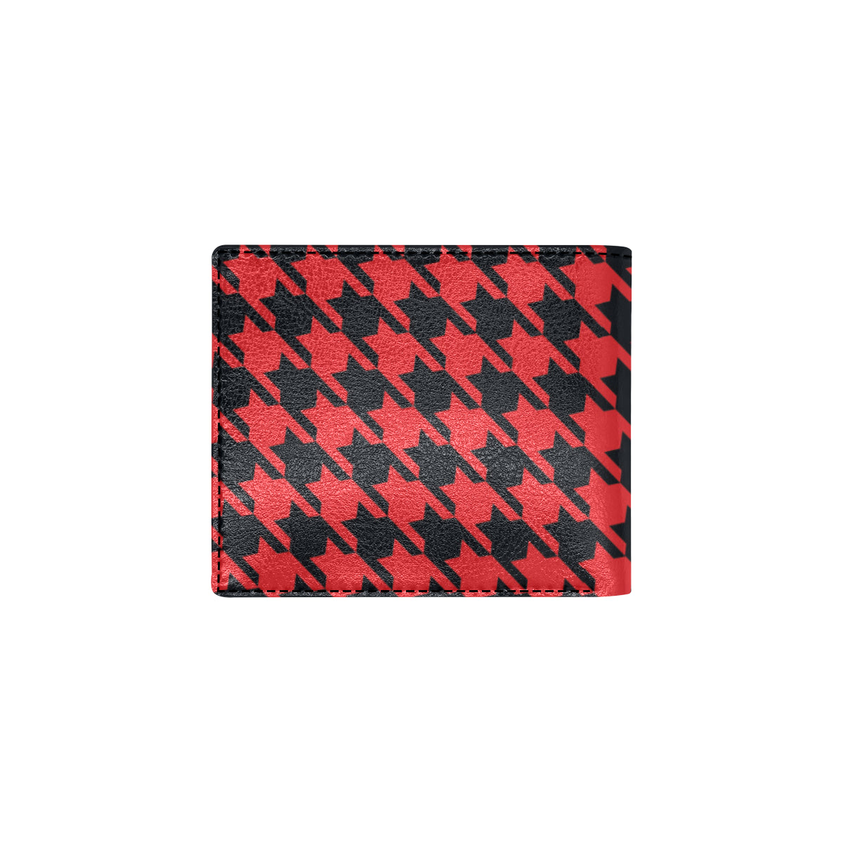 Houndstooth Red Pattern Print Design 03 Men's ID Card Wallet