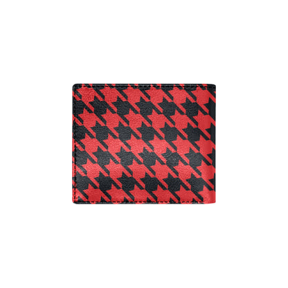 Houndstooth Red Pattern Print Design 03 Men's ID Card Wallet