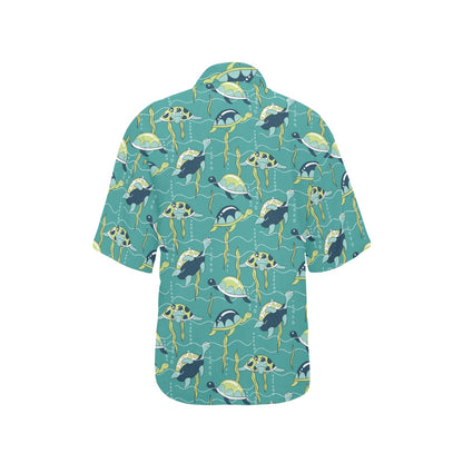 Sea Turtle Pattern Print Design T08 Women's Hawaiian Shirt