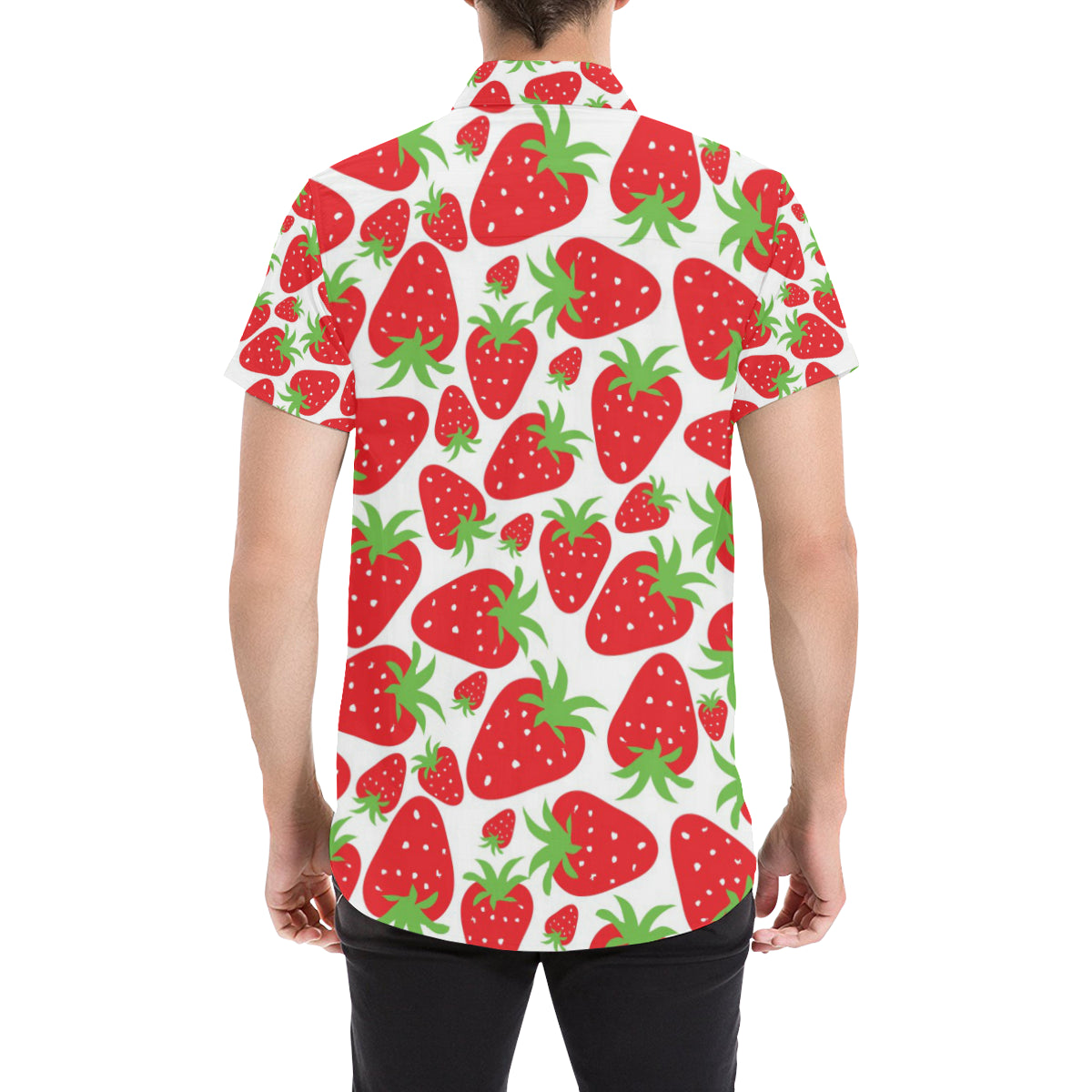 Strawberry Pattern Print Design SB01 Men's Short Sleeve Button Up Shirt