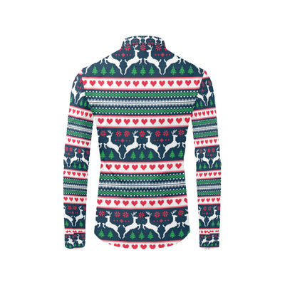 Reindeer Pattern Print Design 03 Men's Long Sleeve Shirt