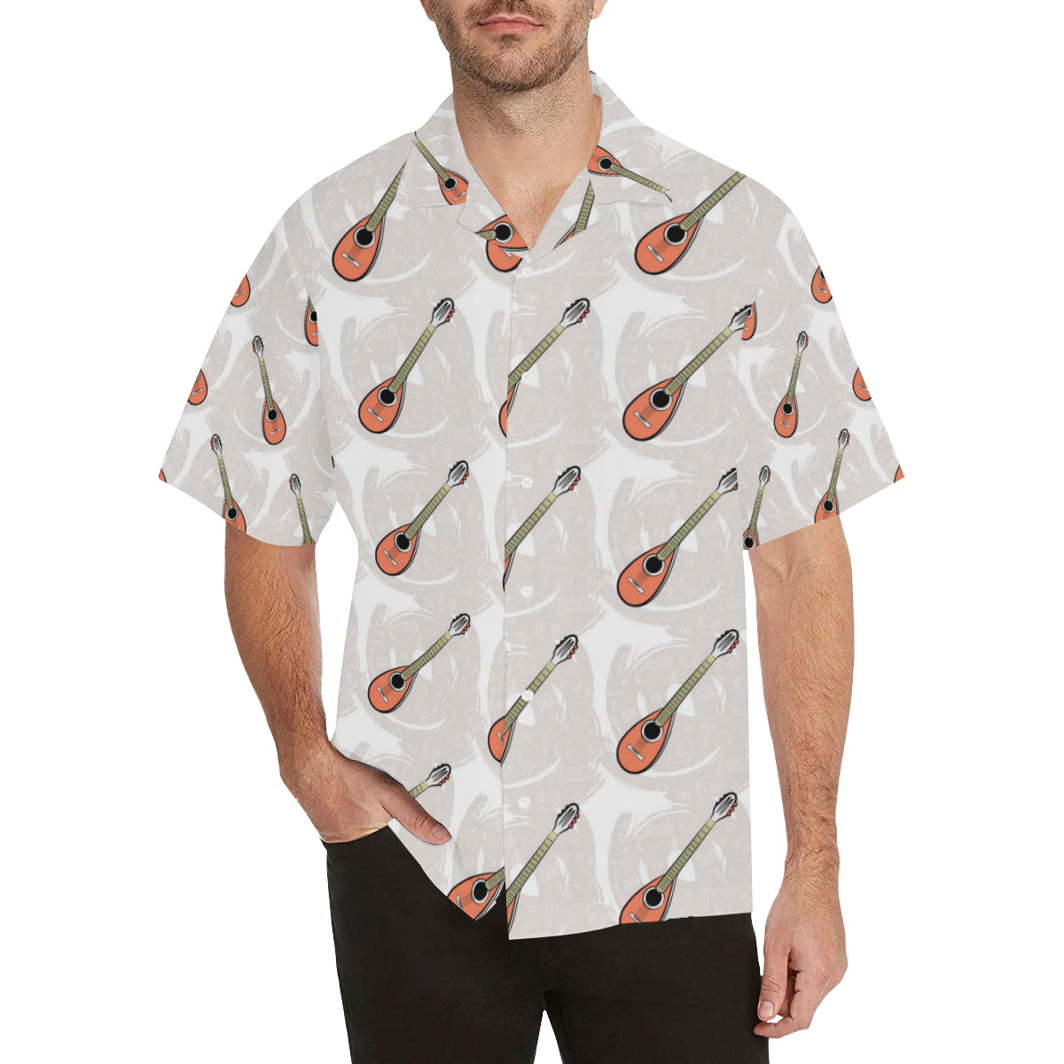 Mandolin Pattern Print Design 03 Men's Hawaiian Shirt