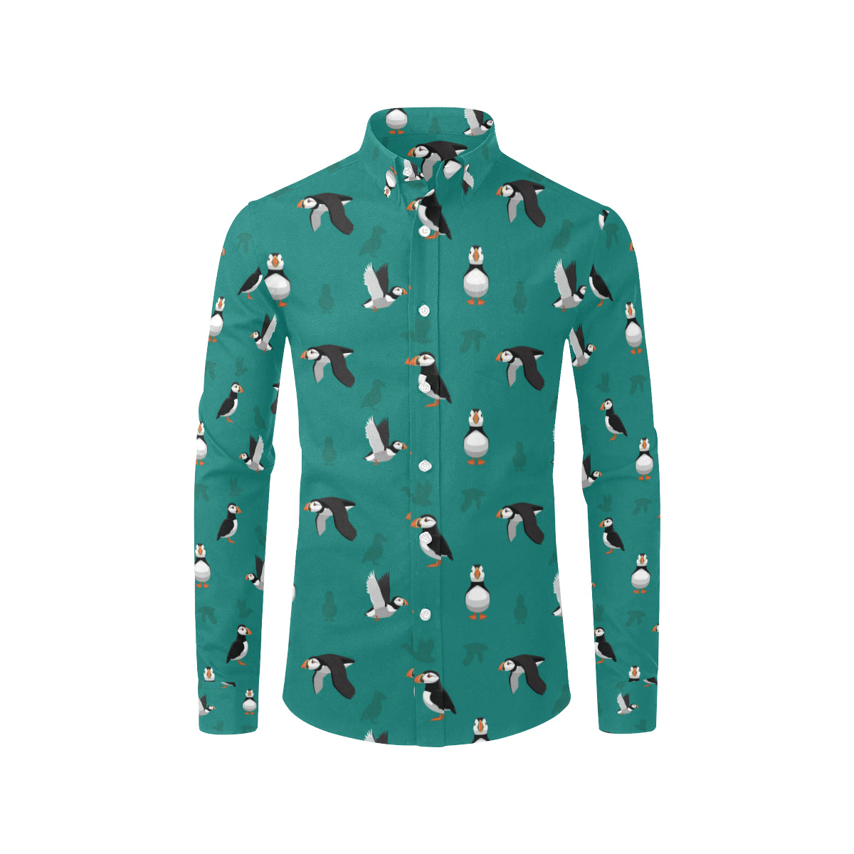 Puffin Pattern Print Design A02 Men's Long Sleeve Shirt