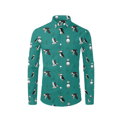 Puffin Pattern Print Design A02 Men's Long Sleeve Shirt