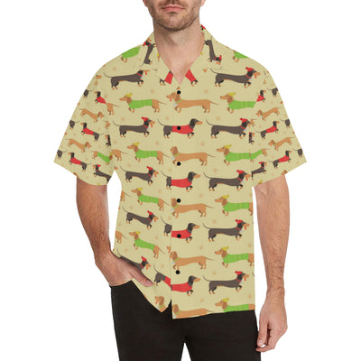 Dachshund Pattern Print Design 06 Men's Hawaiian Shirt